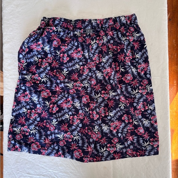 Izod Men’s Tropical Floral Pyjama Sleepwear Size Medium Elastic Tie waist - Picture 7 of 8